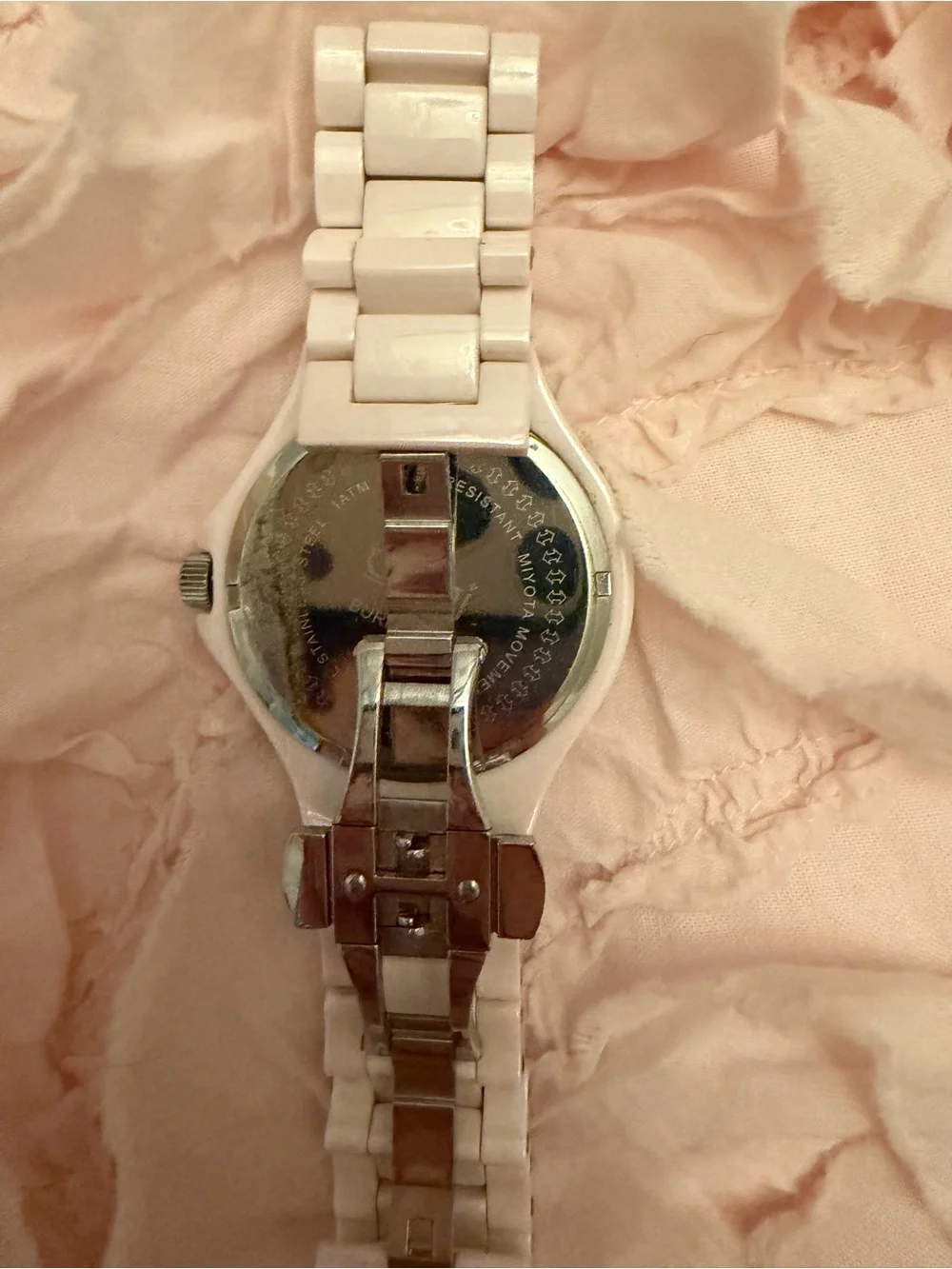 Burgi women's BU47PK watch ceramic band sparkling crystal bezel diamond dial